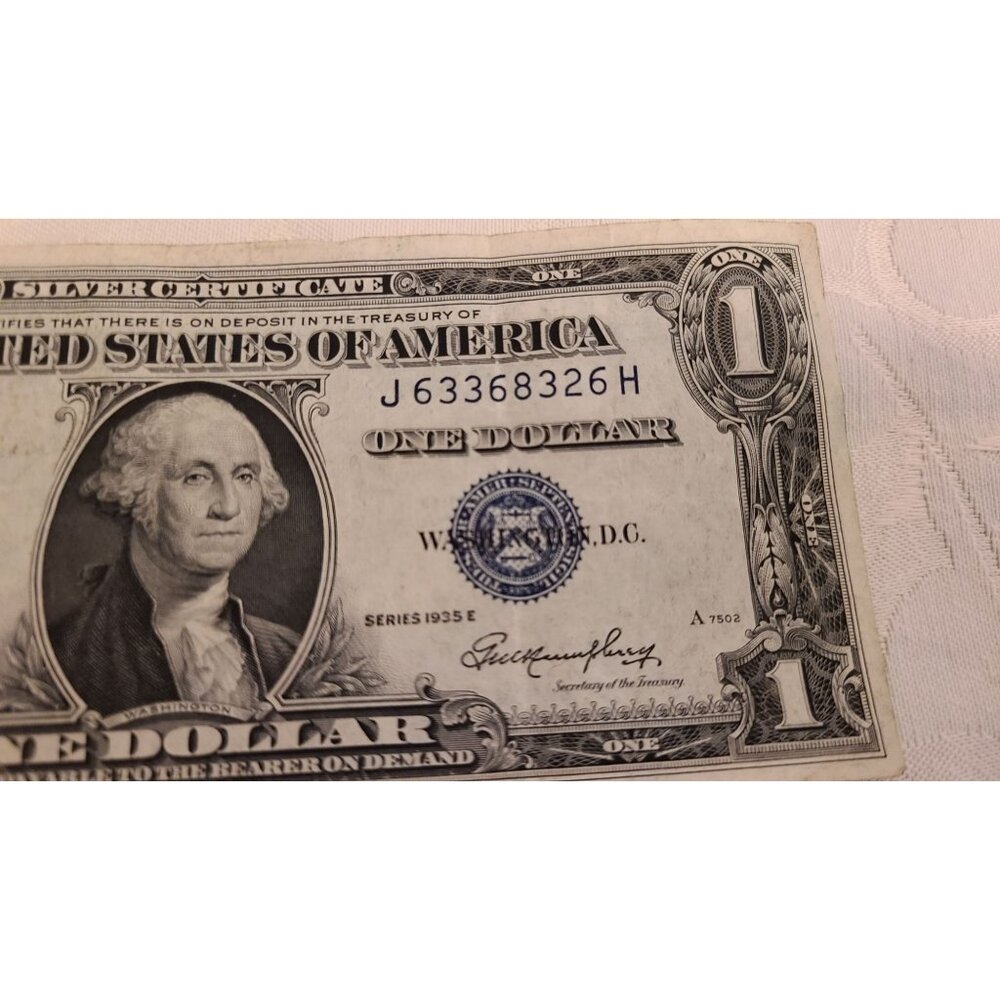 Vintage 1935E $1 Dollar Bill Silver Certificate Blue Note Circulated SHIPS FREE - Picture 4 of 9